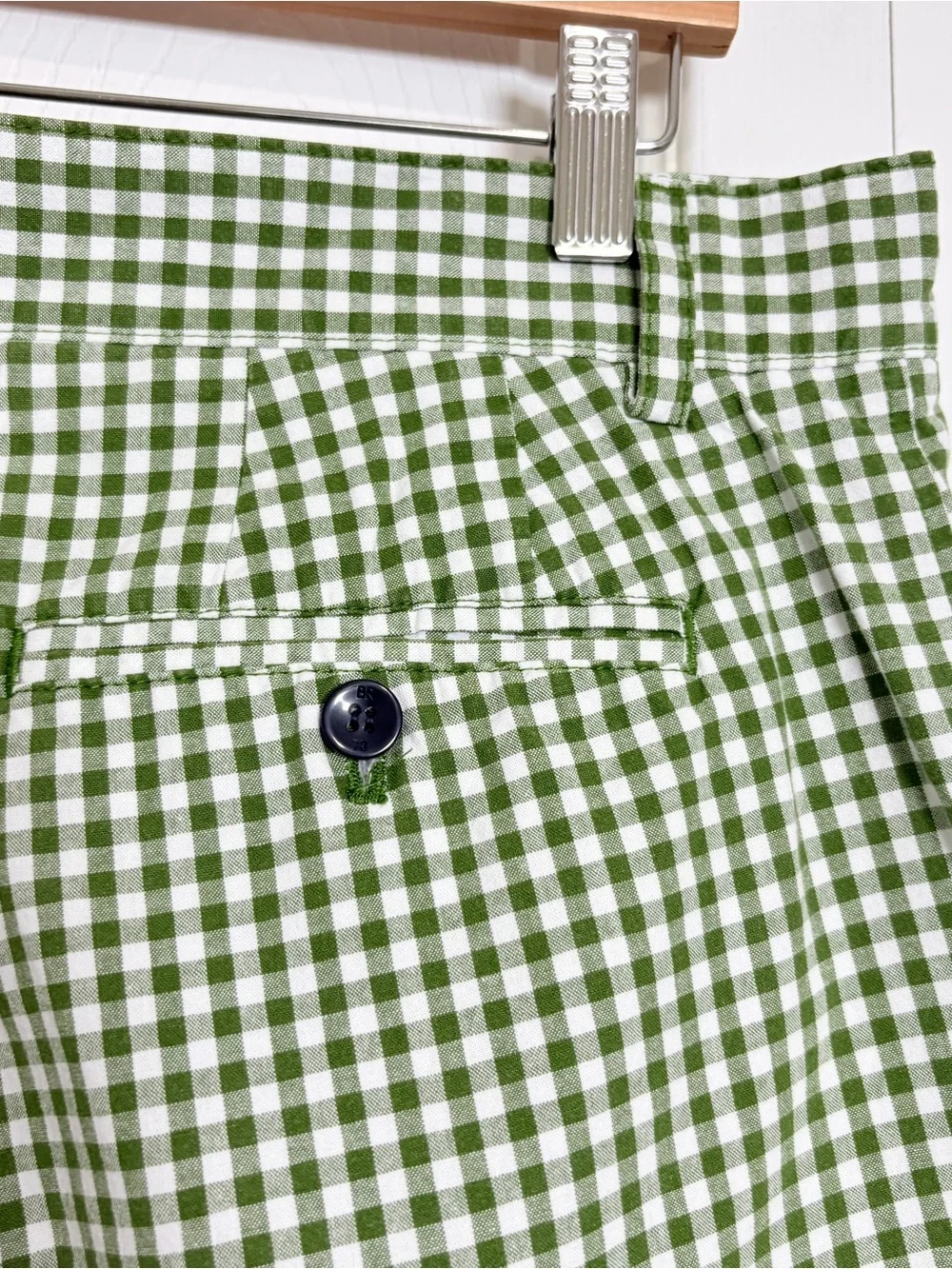 Banana Republic Green Gingham Flat-Front Shorts